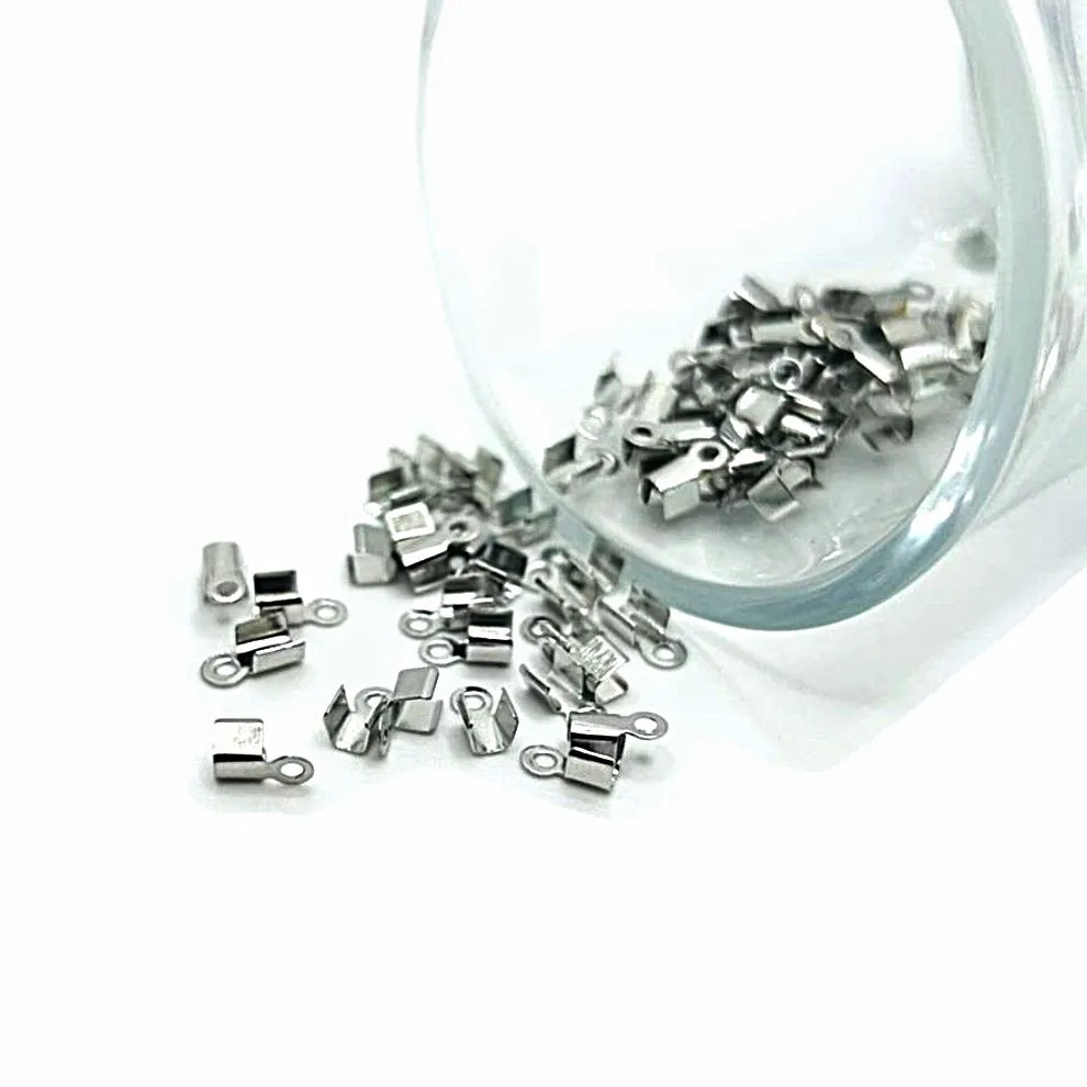 20, 100 or 500 Pieces: Small Silver Flat Cord Cap Ends