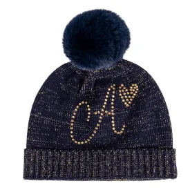 A'Dee -Rani  Knitted pom pom hat, navy