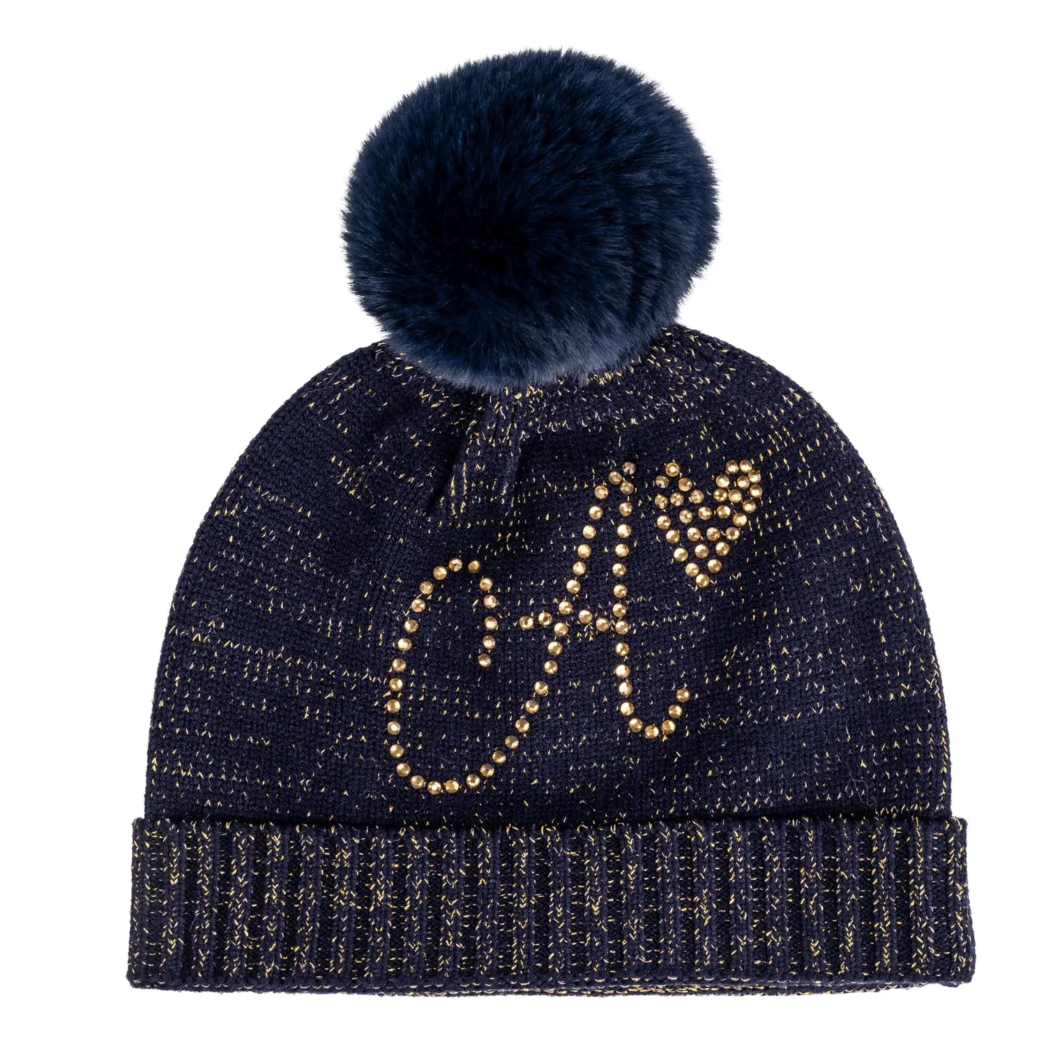 A'Dee -Rani  Knitted pom pom hat, navy