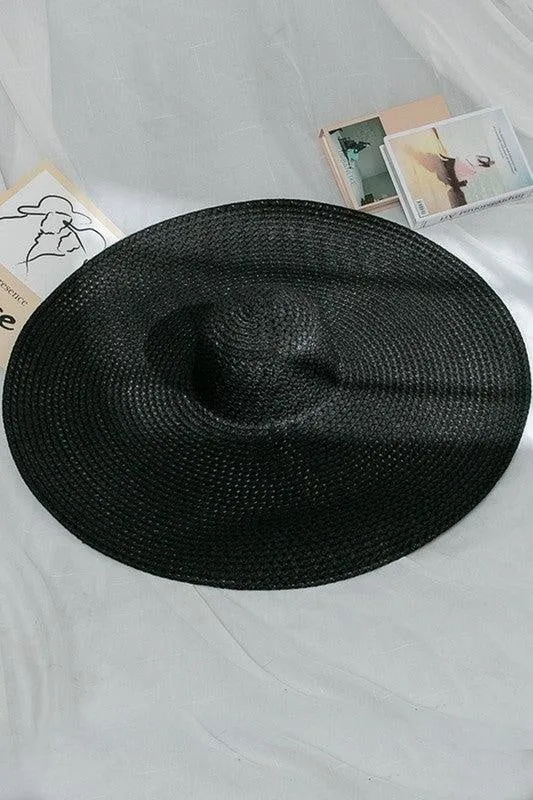 Black Wide Brim Straw Beach Hat