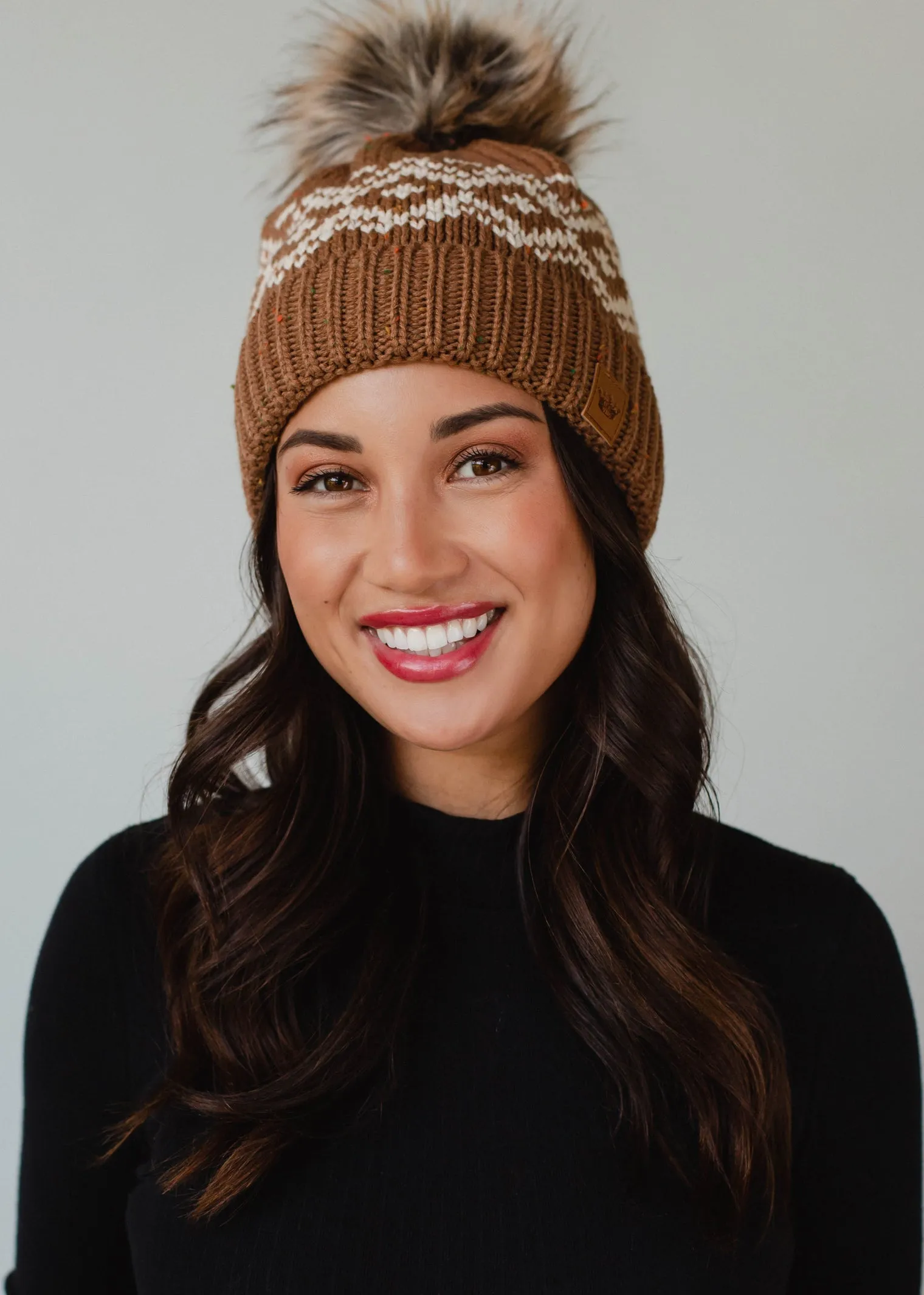 Camel Printed Pom Hat - FINAL SALE