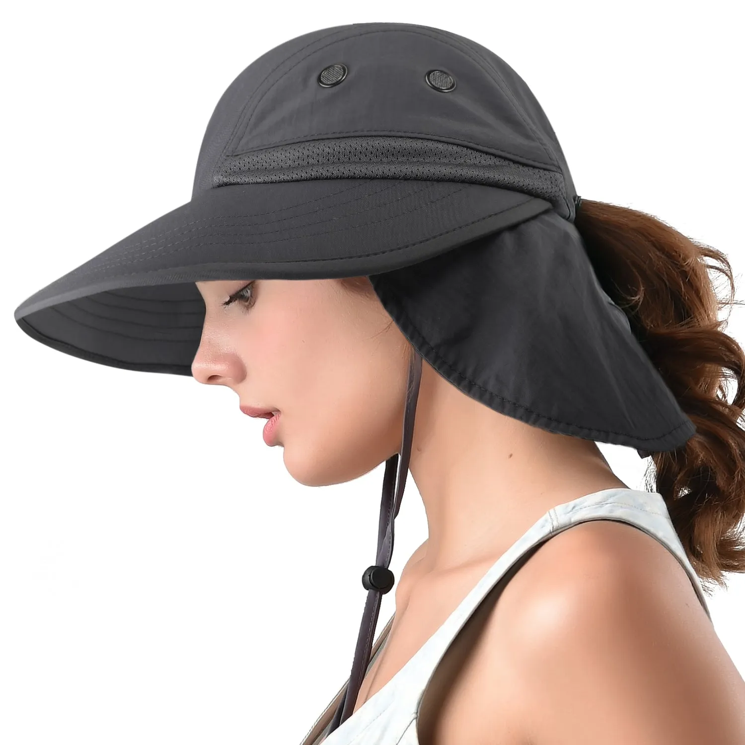 Camptrace Summer Ponytail Wide Brim Sun hat Outdoor Drop Shipping SH056