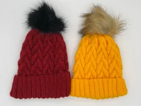 Child's Medium Faux Fur Acrylic Pom Pom Hat in Assorted Colors