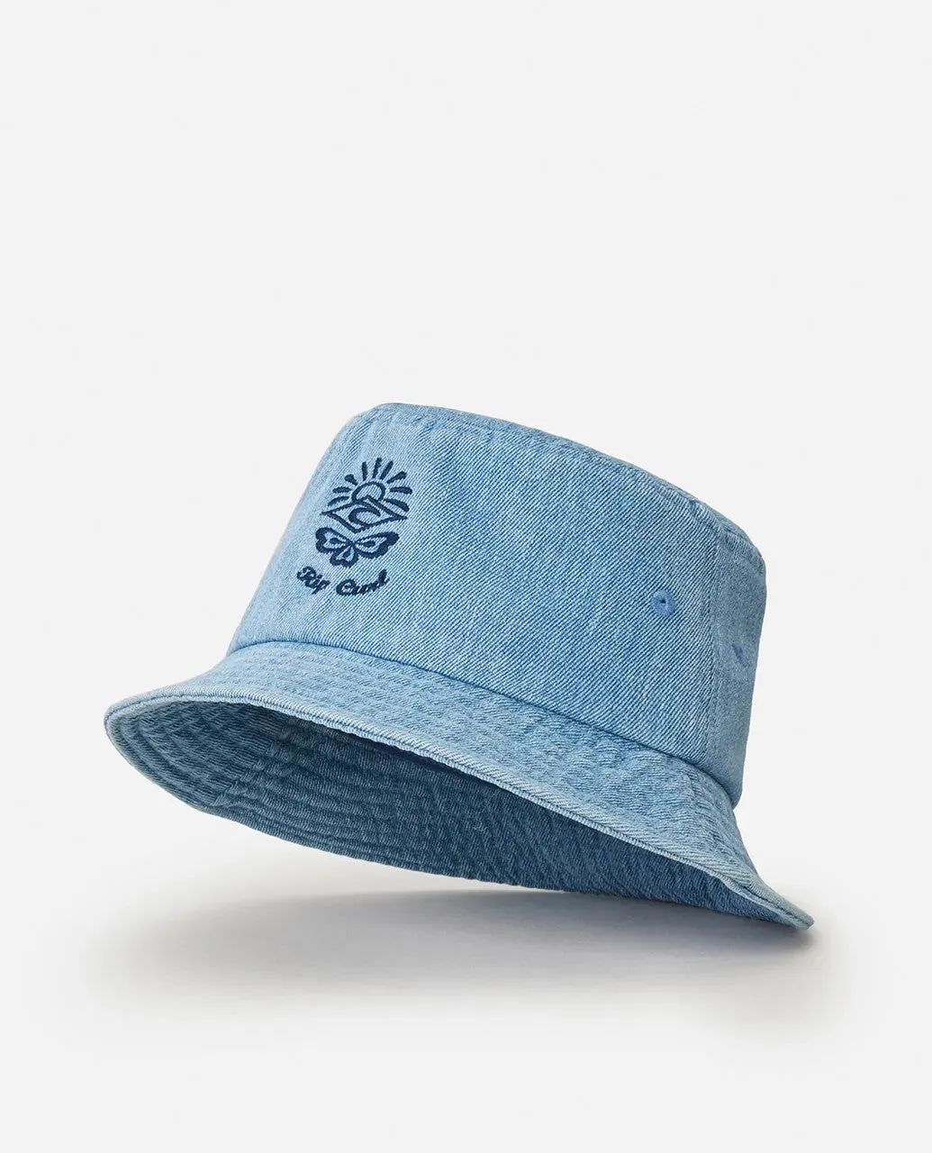 Distressed Denim Bucket Hat - Mid Blue