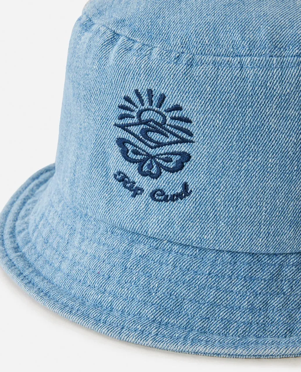 Distressed Denim Bucket Hat - Mid Blue