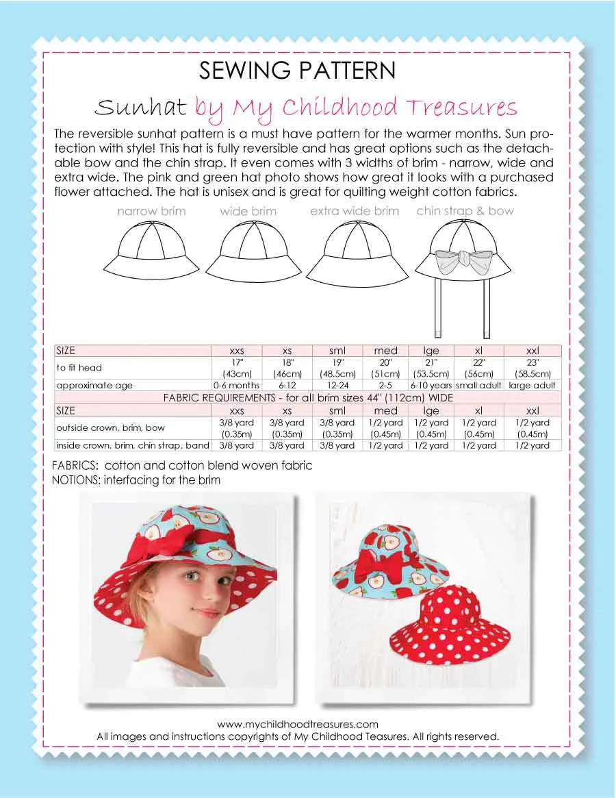 HAT Pattern - Baby, Kids, Adult Sizes - UNISEX