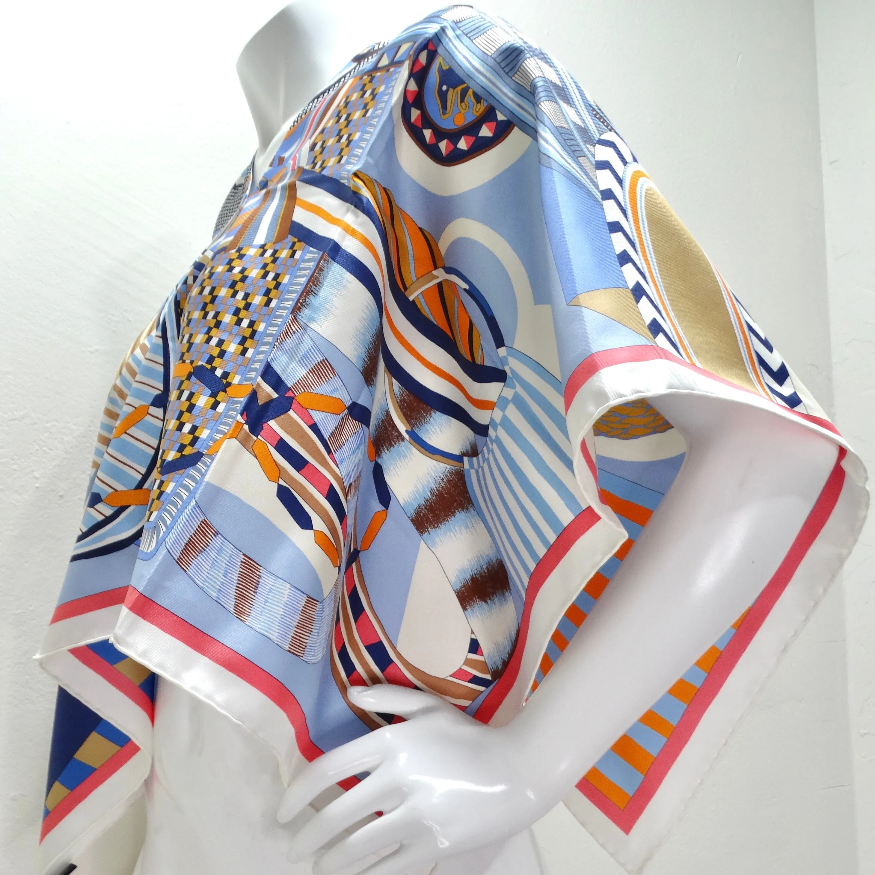Hermes Silk Printed Poncho