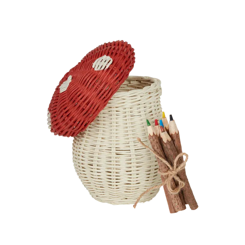 Olli Ella Porcini Basket - Red/Chalk