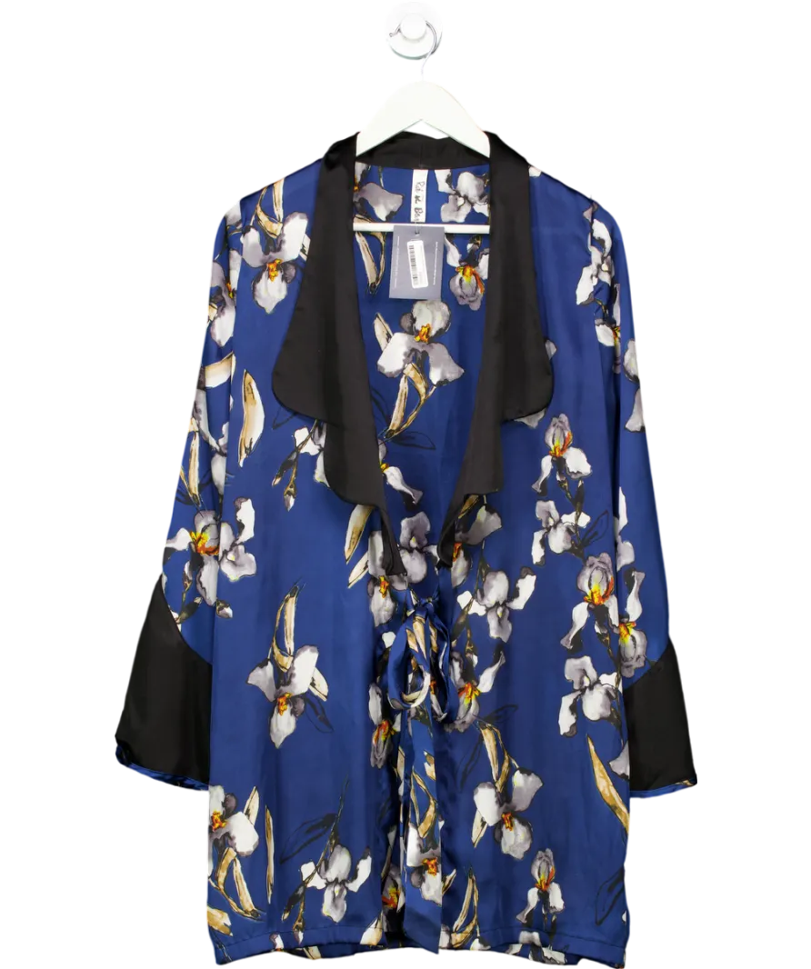 Rat & Boa Blue Silk Orchid Print Wrap Dress UK S