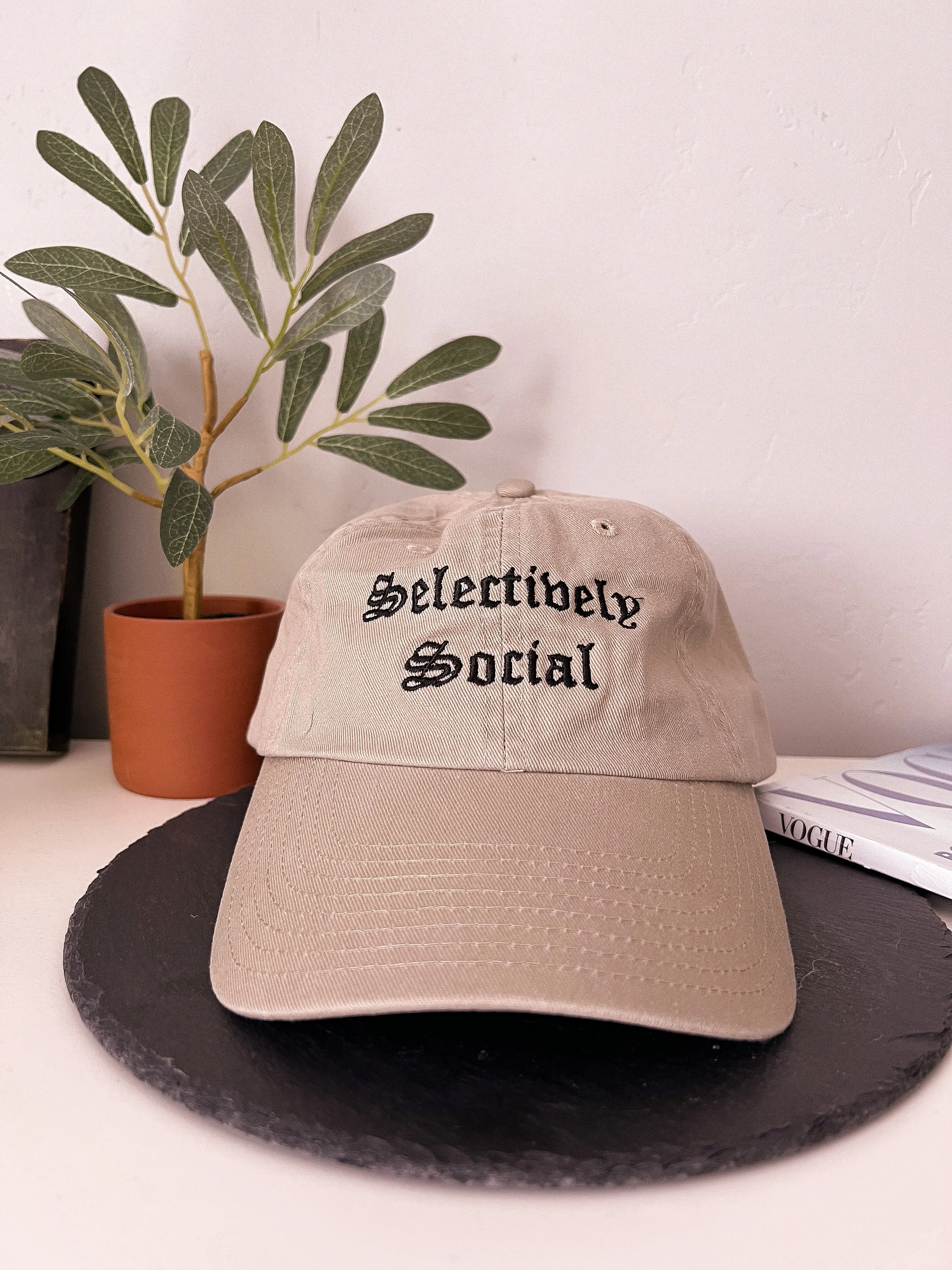 selectively social embroidered cap