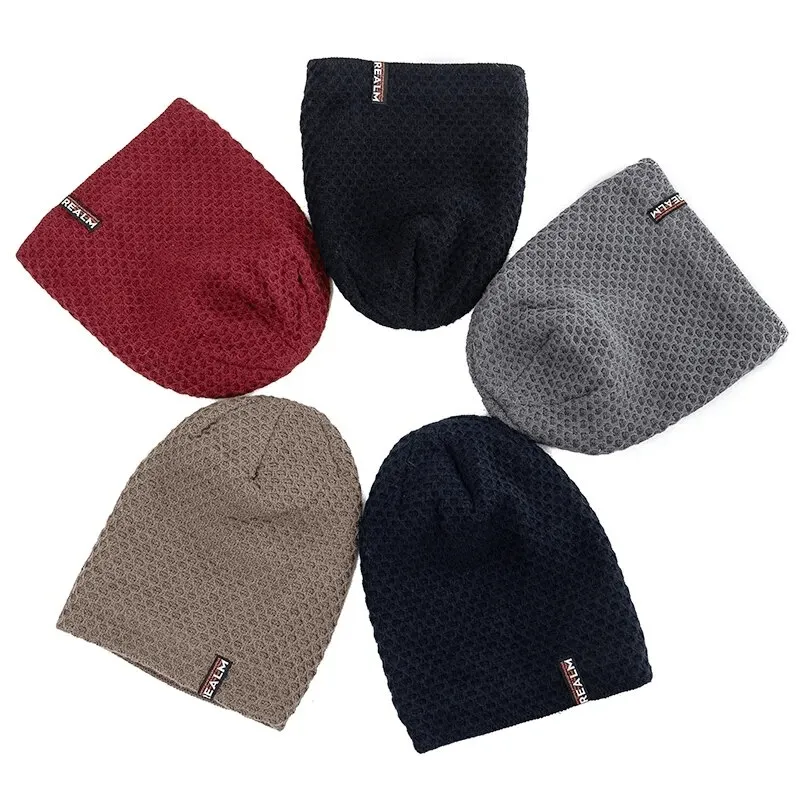 Unisex Letter Label Decor Thermal Lined Knitted Hat - SF1669