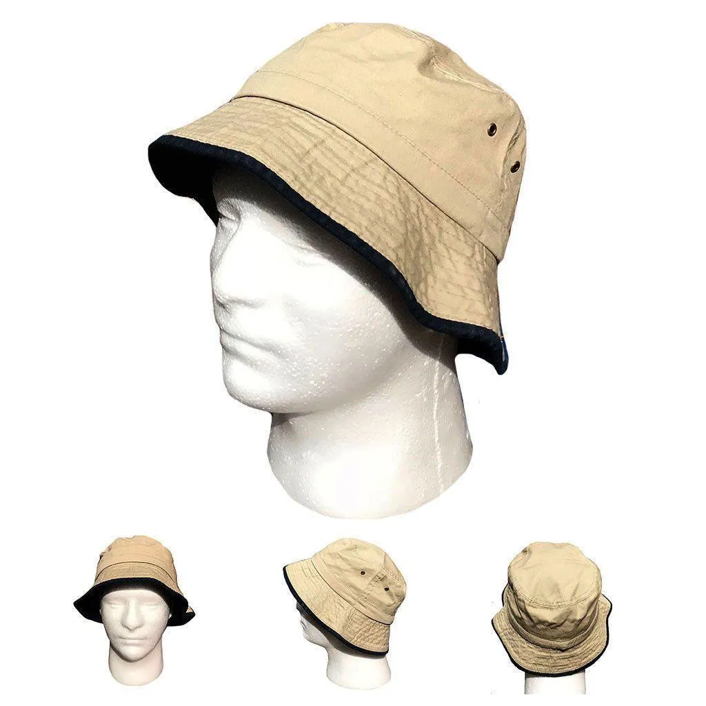 Washed Cotton Bucket Hats Caps With Trim Two Tone Fishermans Beach Hat Unisex